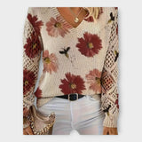 Pleteni Pulover z Čipkastimi Detajli