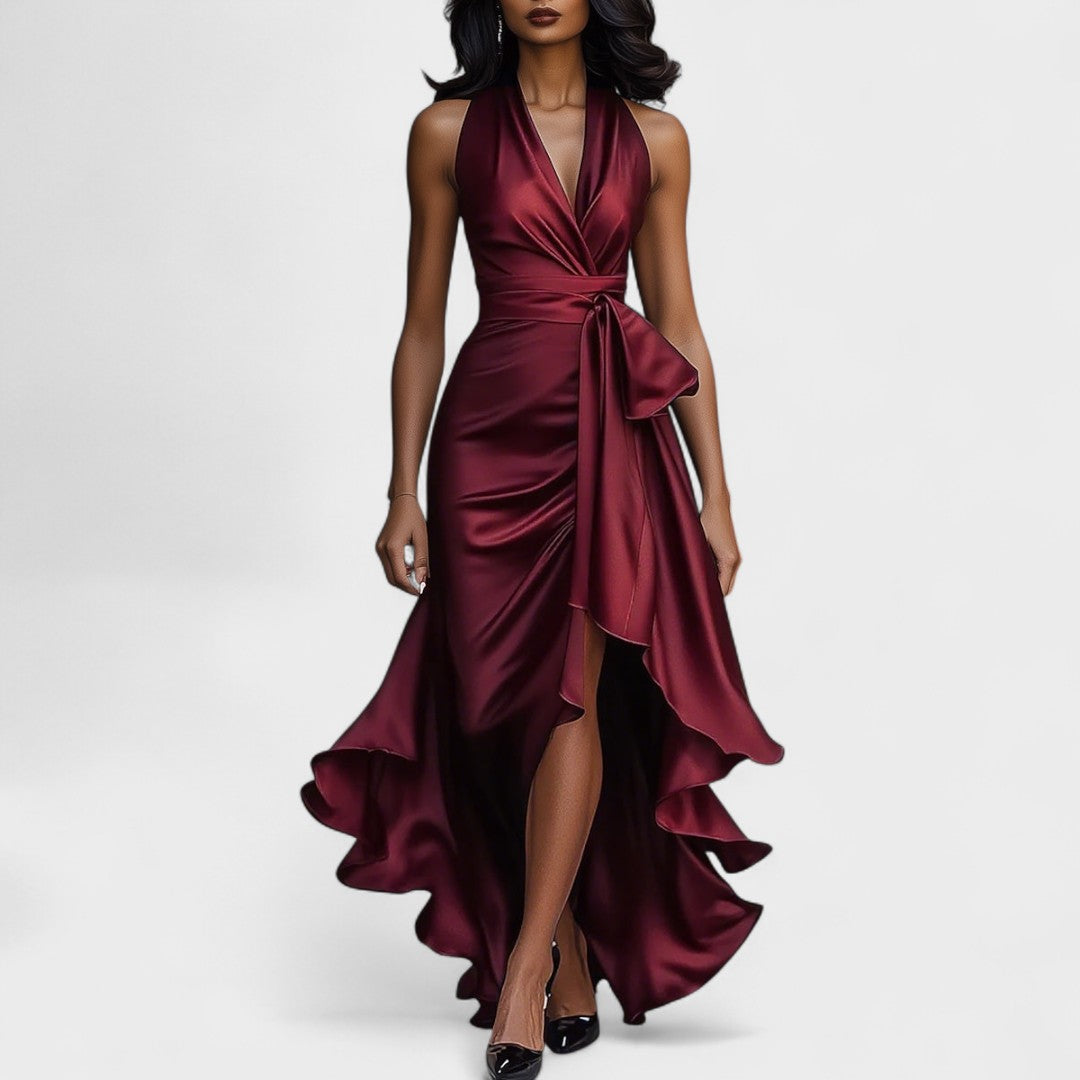 Ema - Satenska svečana obleka z volančki