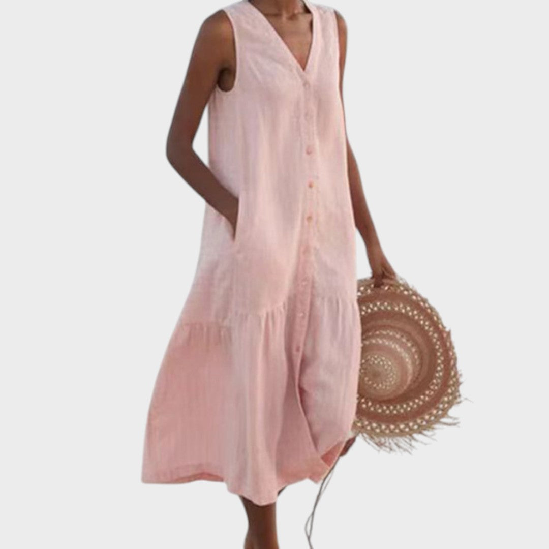 Vita - Šik in Prikladna Obleka z V-Izrezom