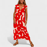 Magdalena - Dolga Obleka z Umetniškim Vzorcem