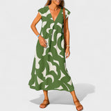 Magdalena - Dolga Obleka z Umetniškim Vzorcem