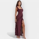 Haljina z Razporkom in Reguliranimi Volani