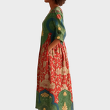 Klara - Dolga obleka z vintage cvetličnim potiskom