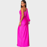 Marica – Elegantna dolga obleka na eno ramo