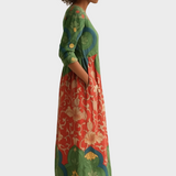 Klara - Dolga obleka z vintage cvetličnim potiskom