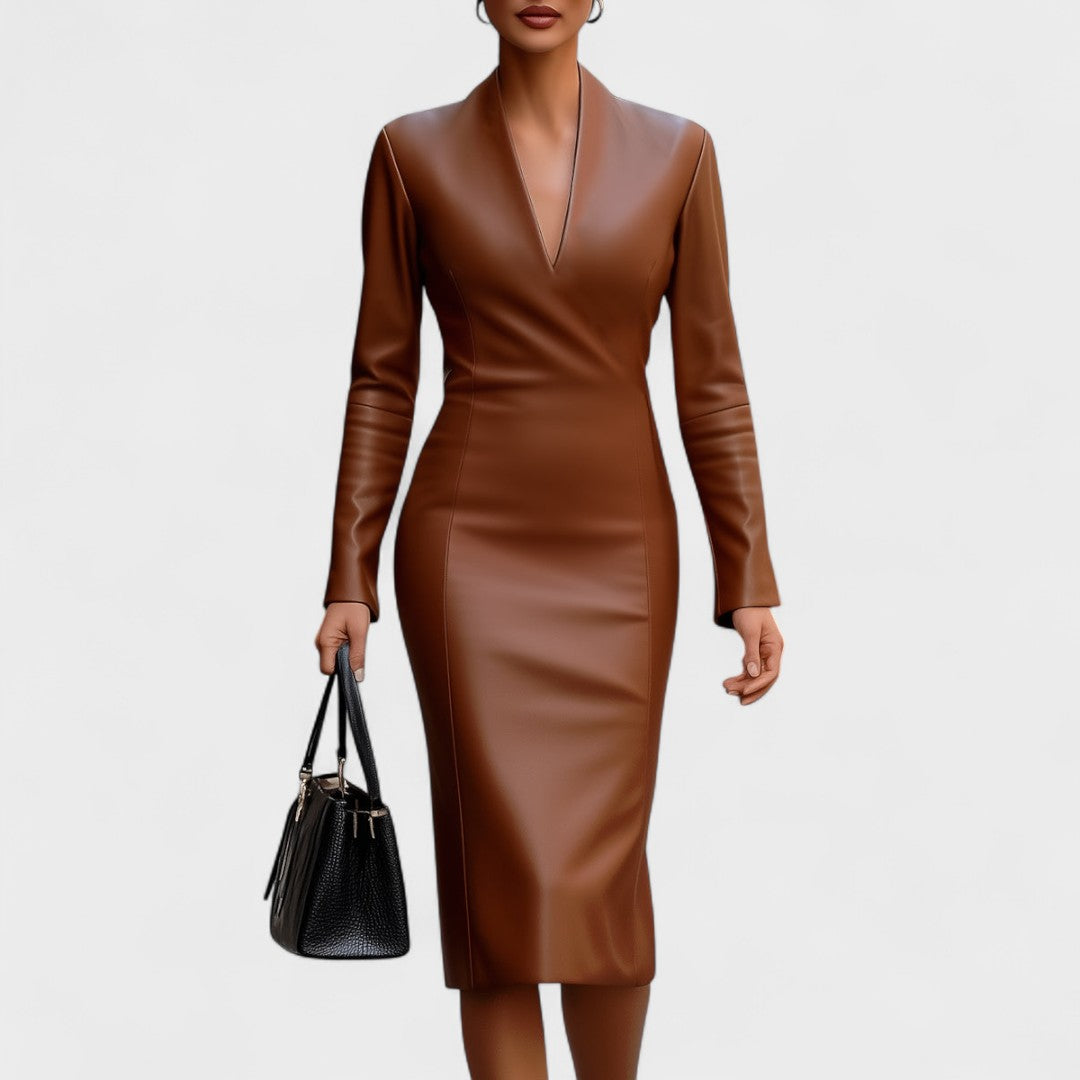 Lada - Uska obleka iz umetnega usnja