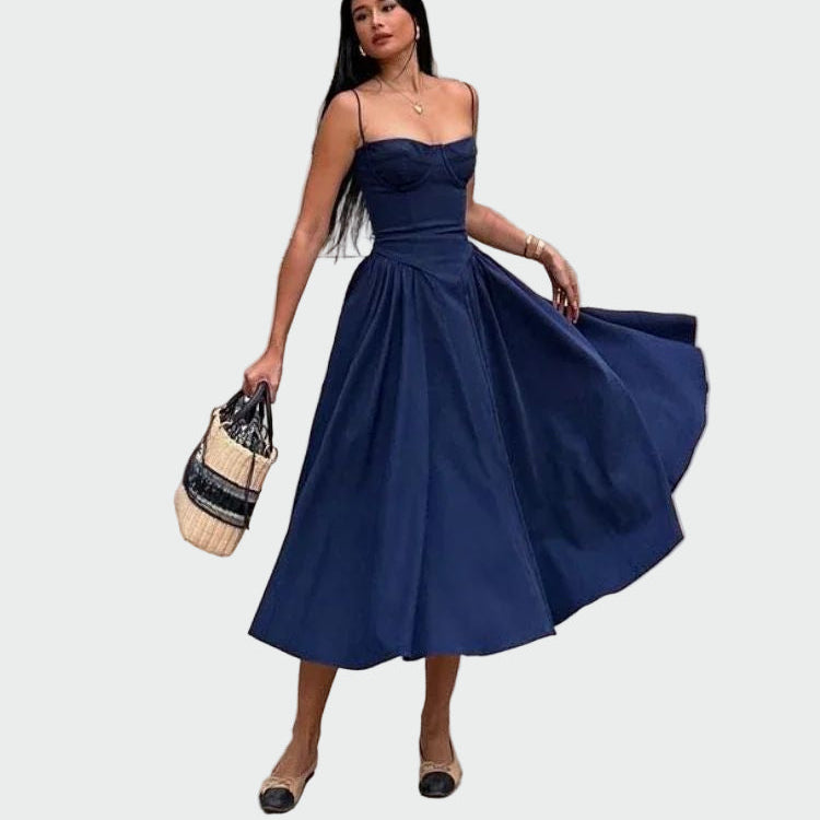 Saten Maxi Obleka z Tankimi Naramnicami