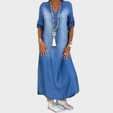 Maja™ – Denim obleka z bočnim razporkom