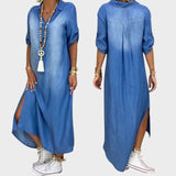 Maja™ – Denim obleka z bočnim razporkom