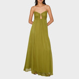 Bela - Maxi obleka s ključnim izrezom