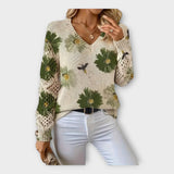 Pleteni Pulover z Čipkastimi Detajli