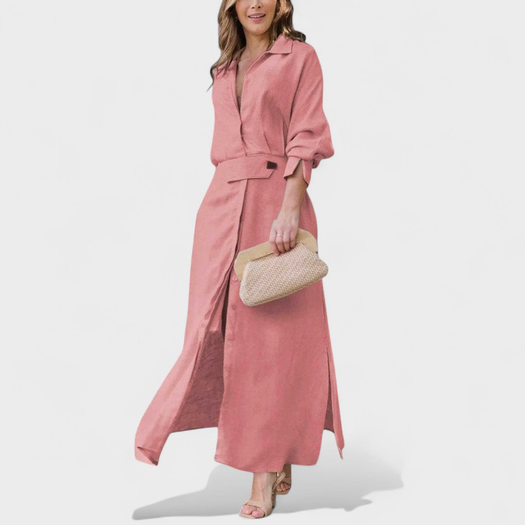 Gordana - Elegantna dolga obleka z V-izrezom