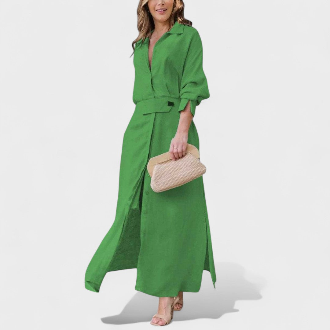 Gordana - Elegantna dolga obleka z V-izrezom