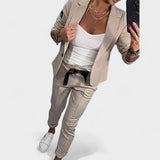 Nika – Prilagojen komplet: mehak sako in široke hlače