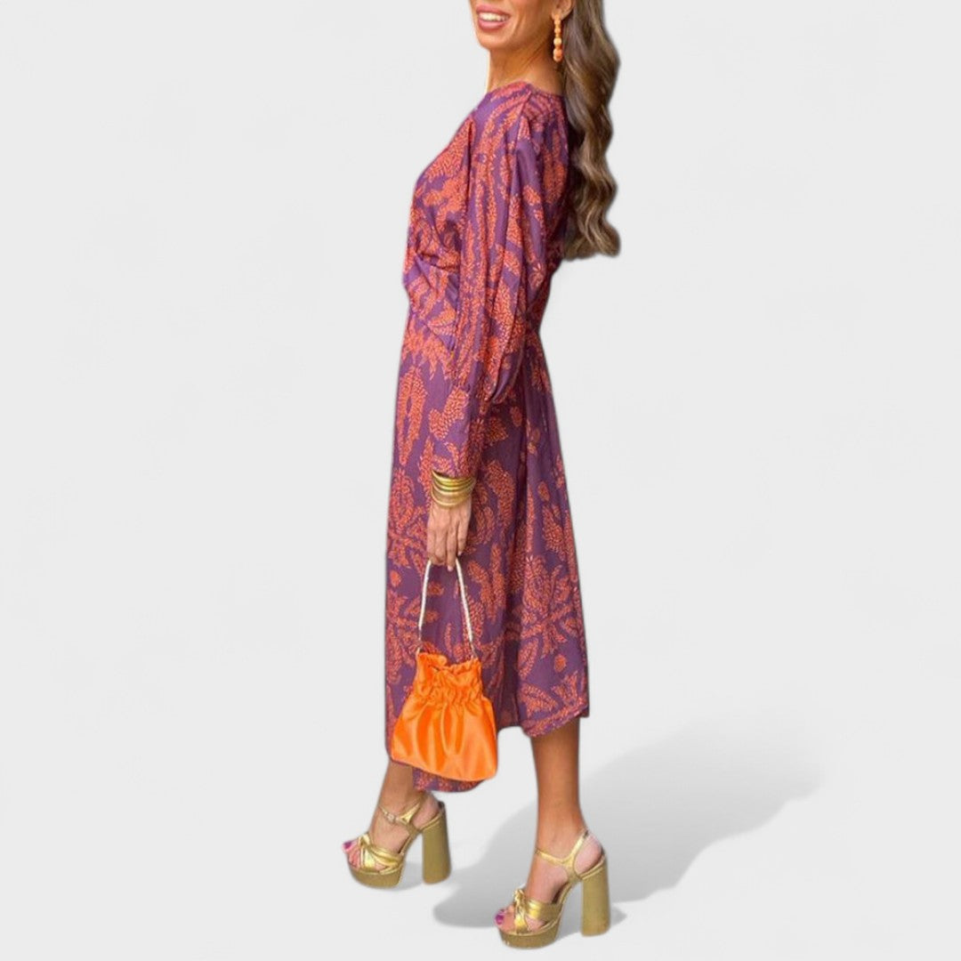 Vesna - Midi obleka z V-izrezom