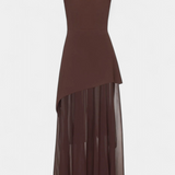 Rajna Maxi Obleka brez Rokavov iz Chiffona z Bočnim Raskorakom