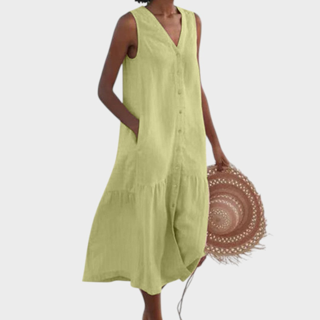 Vita - Šik in Prikladna Obleka z V-Izrezom