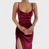 Gabriela - Obleka iz žameta z bočnim razporkom