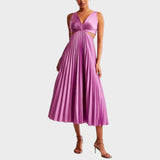 Katarina - Elegantna Oblačila z V-Izrezom in Plisirano Krilo