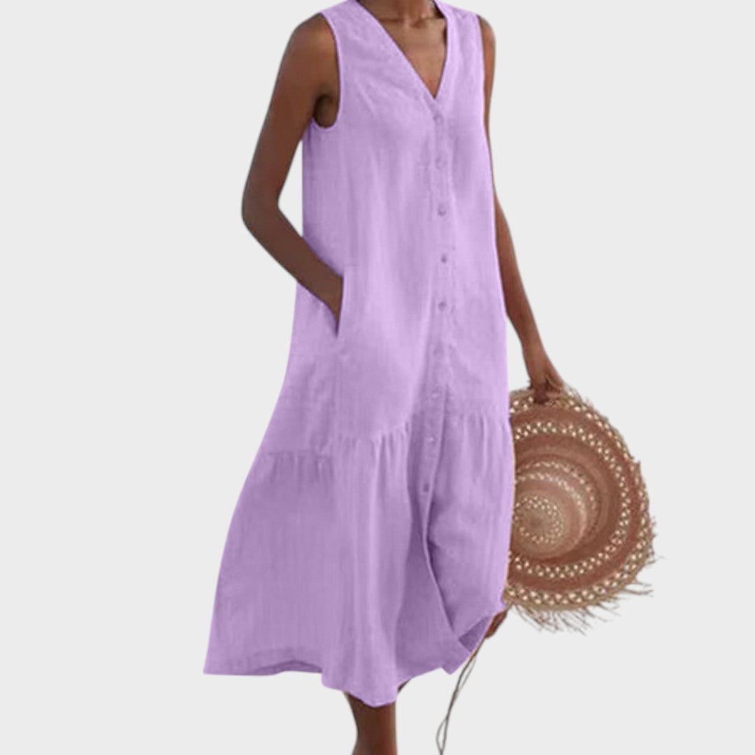 Vita - Šik in Prikladna Obleka z V-Izrezom