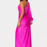 Gabrijela Asimetrična Oblačila z Draperijo na Enem Ramu