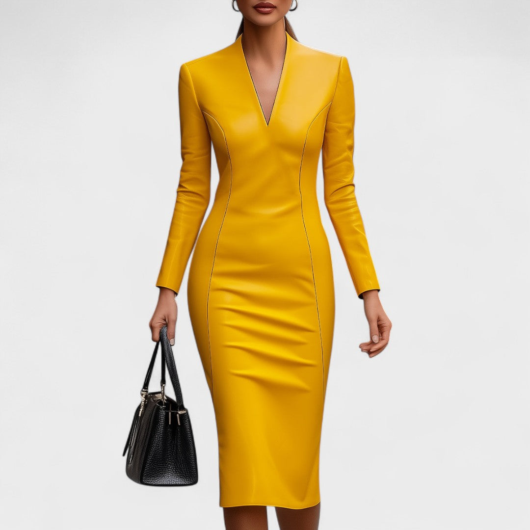 Lada - Uska obleka iz umetnega usnja