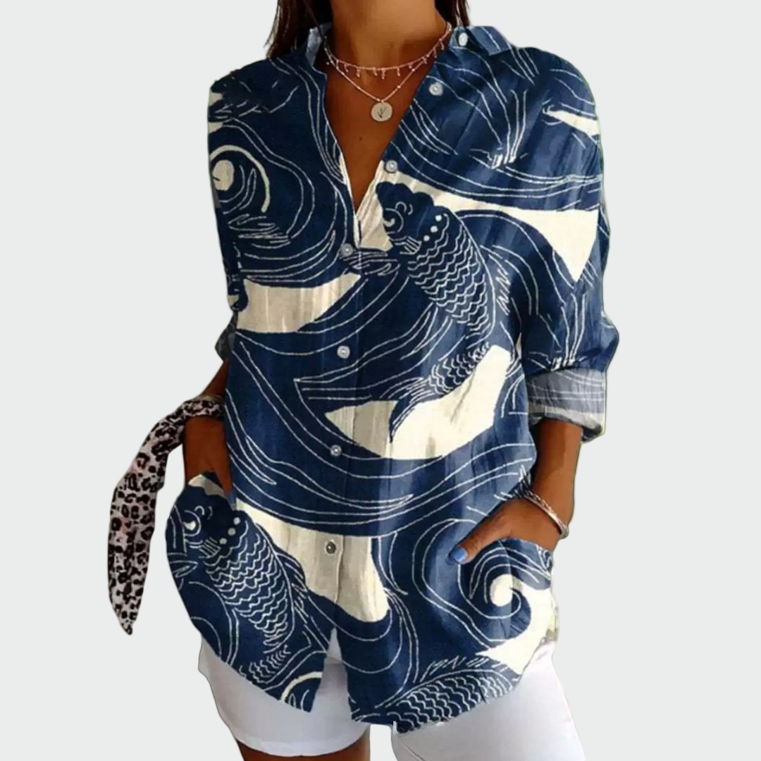 Stilska bluza s cvetličnim vzorcem