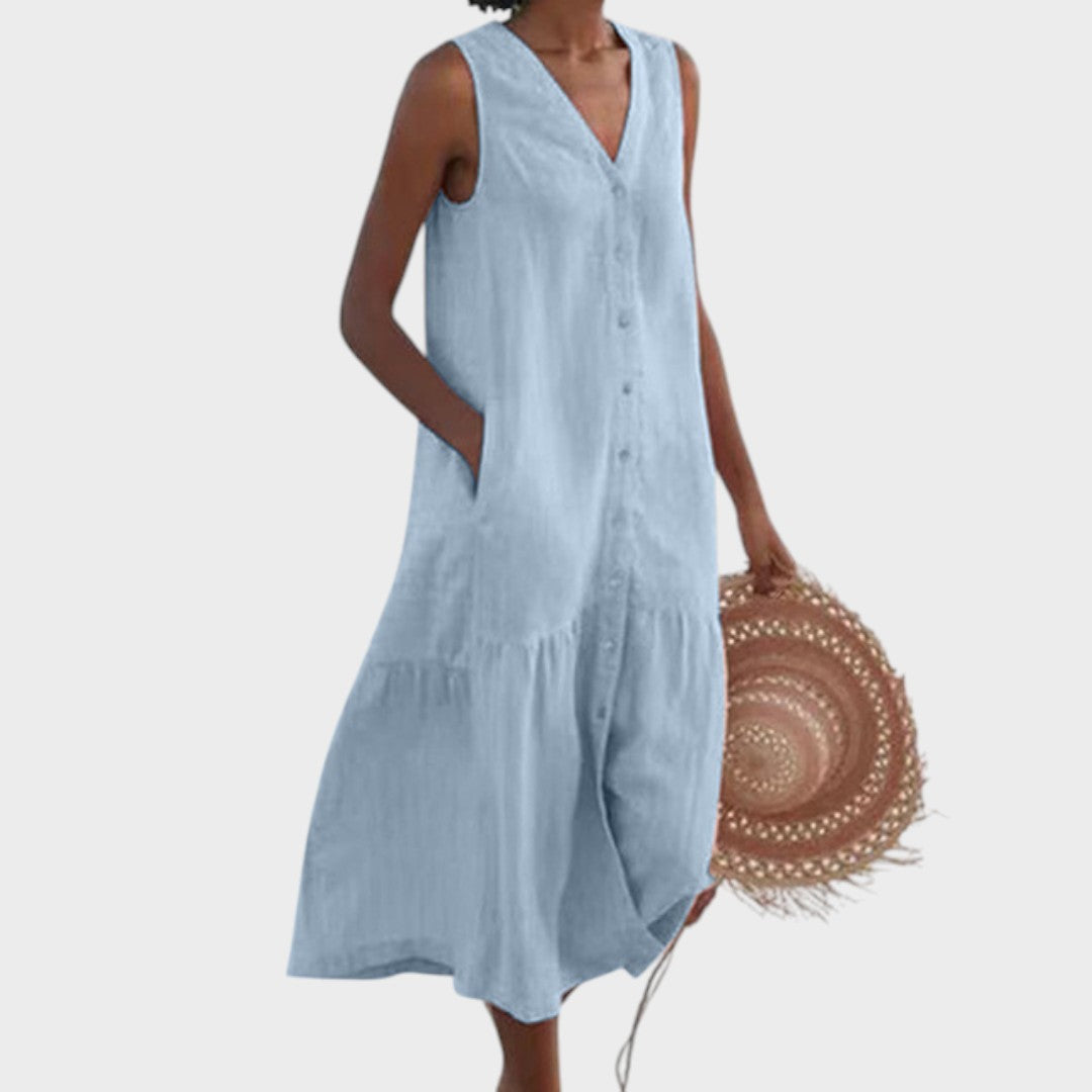 Vita - Šik in Prikladna Obleka z V-Izrezom