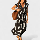 Magdalena - Dolga Obleka z Umetniškim Vzorcem