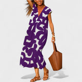 Magdalena - Dolga Obleka z Umetniškim Vzorcem