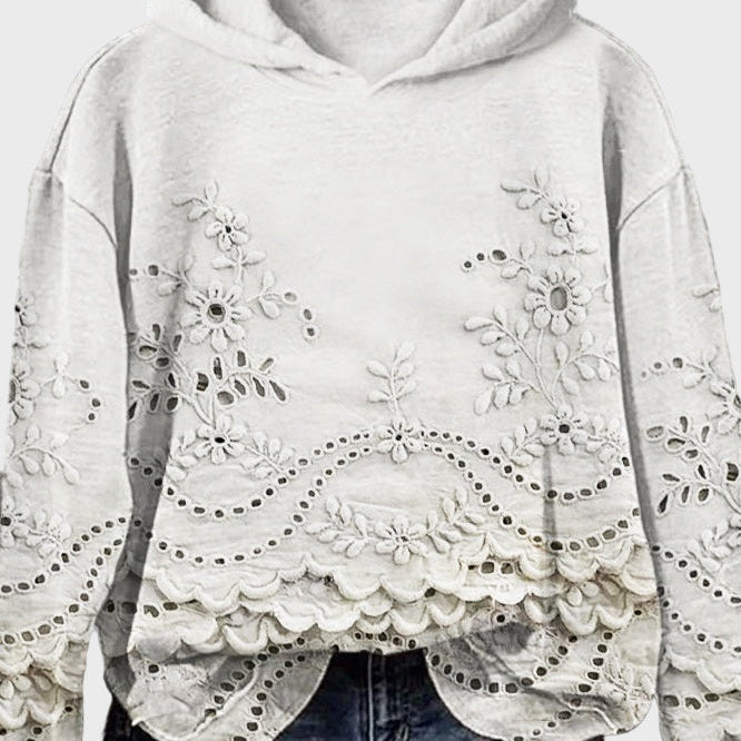 Pulover s Kapuco iz Čipke v Zeleni Barvi Livade