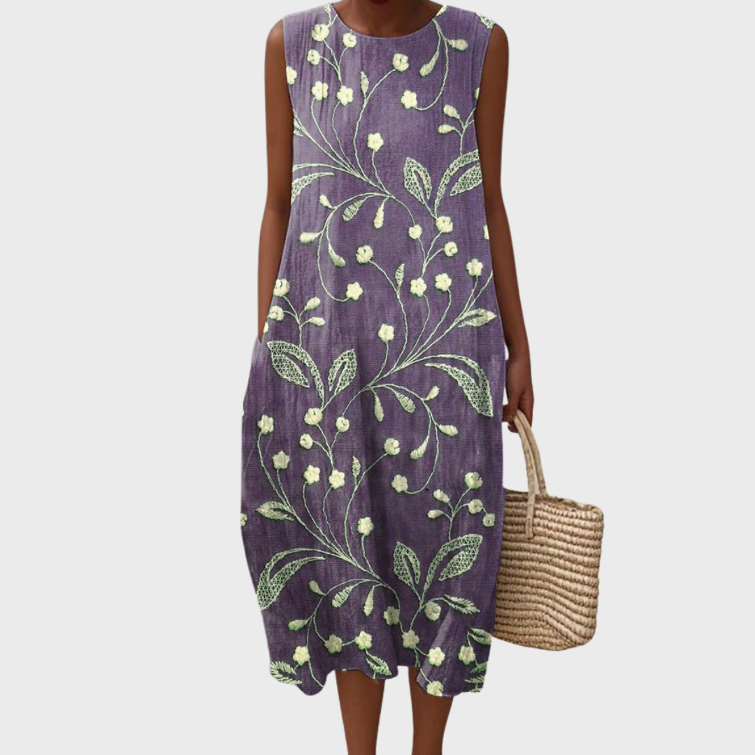 Lara - Opuščena cvetlična obleka iz bombaža