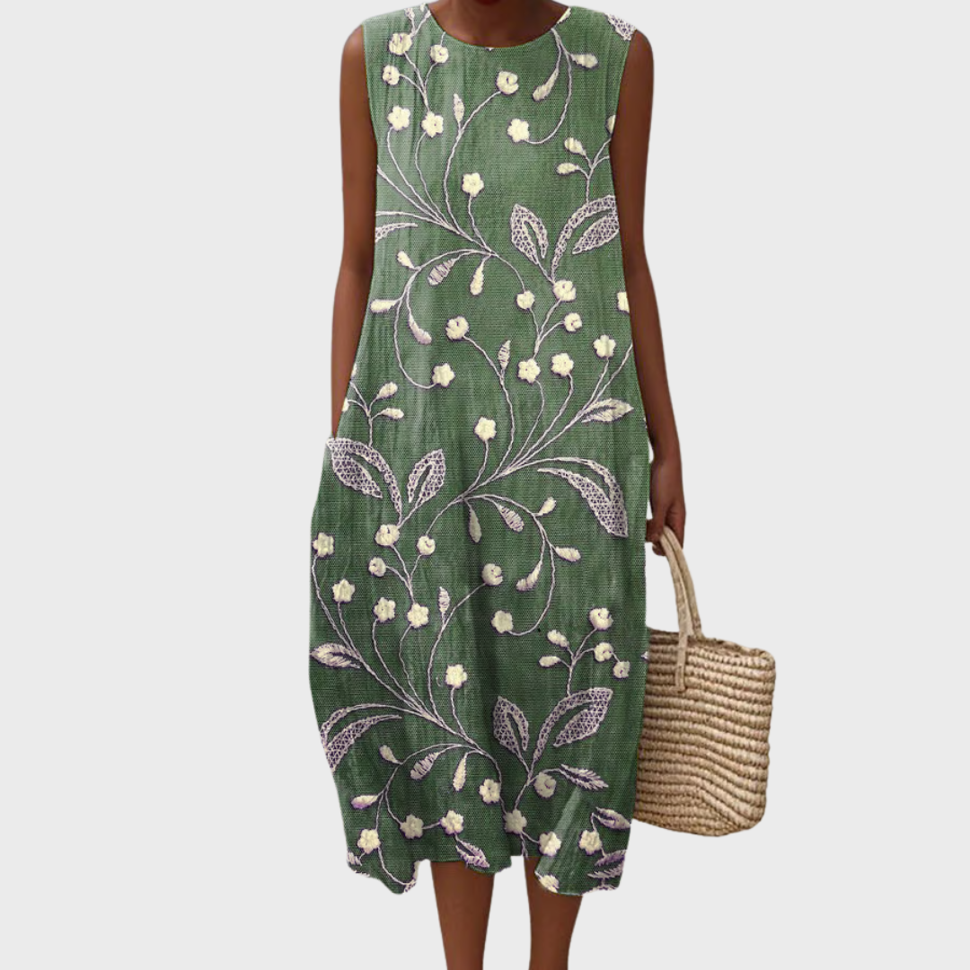 Lara - Opuščena cvetlična obleka iz bombaža