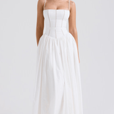 Maxi obleka s tankimi naramnicami in cvetličnim vzorcem