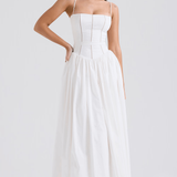 Maxi obleka s tankimi naramnicami in cvetličnim vzorcem