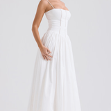 Maxi obleka s tankimi naramnicami in cvetličnim vzorcem