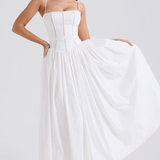 Maxi obleka s tankimi naramnicami in cvetličnim vzorcem