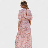 Vilma - Roza boho obleka s razporkom
