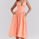 Midi Oblačilo Romantične Cvećarnice