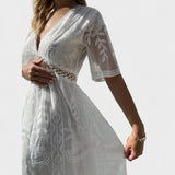 Marinka - Dolga Boho Čipkasta Obleka