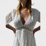 Marinka - Dolga Boho Čipkasta Obleka