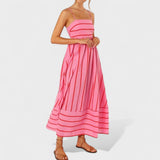 Isabel - Dolga obleka s črtami