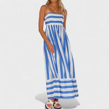 Isabel - Dolga obleka s črtami