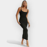 Midi Obleka z Odkritimi Hrbtom in Stilom