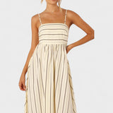 Isabel - Dolga obleka s črtami