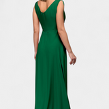 Tatjana Dolga Haljina z Draperijo Spredaj in Preklopljenim Izrezom