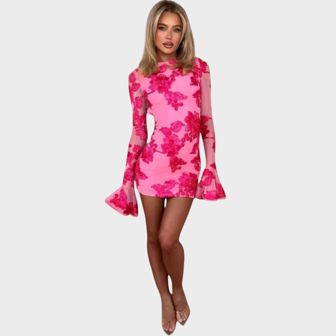 Ivana - Kratka cvjetna haljina s zvonastimi rokavi