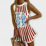 Delara – Mini Obleka z Ribjim Motivom