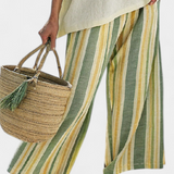 Daisy komplet iz bambusovega lanu Sredozemski z olivnimi črtami za osvežujoč in eleganten slog