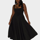 Večna Zračna Midi Obleka z Elegantno Linijo in Naravnim Gibanjem